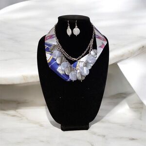(#106) A&I Silver and Blue Layered Necklace